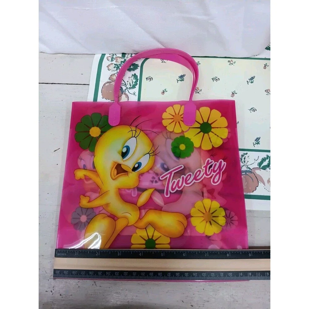 Vintage Tweety Bird Heavy Duty Plastic Gift Bag Pink
